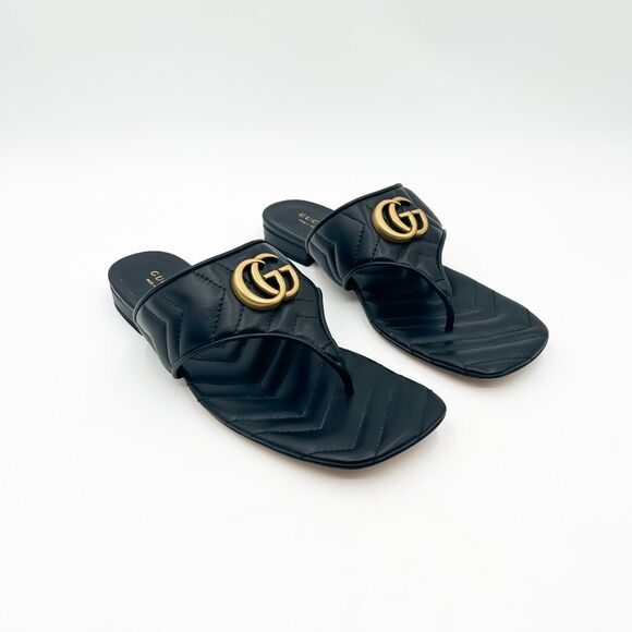Gucci GG Marmont Matelassé Quilted Chevron Sandals EU 38.5 US 8.5 - Picture 1 of 14